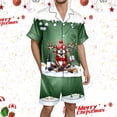 thumbnail image 2 of XDZJLR Mens Christmas Pajama Xmas Printed Silk Satin Short Sleeved Button Up Pajamas Set Pj'S Sleepwear Light Green Xxl, 2 of 4