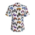 thumbnail image 3 of Uemuo Cartoon Monster Trucks1 Printed Women's Classic V-Neck T-Shirt - Soft, Breathable, Moisture-Wicking, Perfect for Casual, Office, Travel, and Everyday Wear-Small, 3 of 5