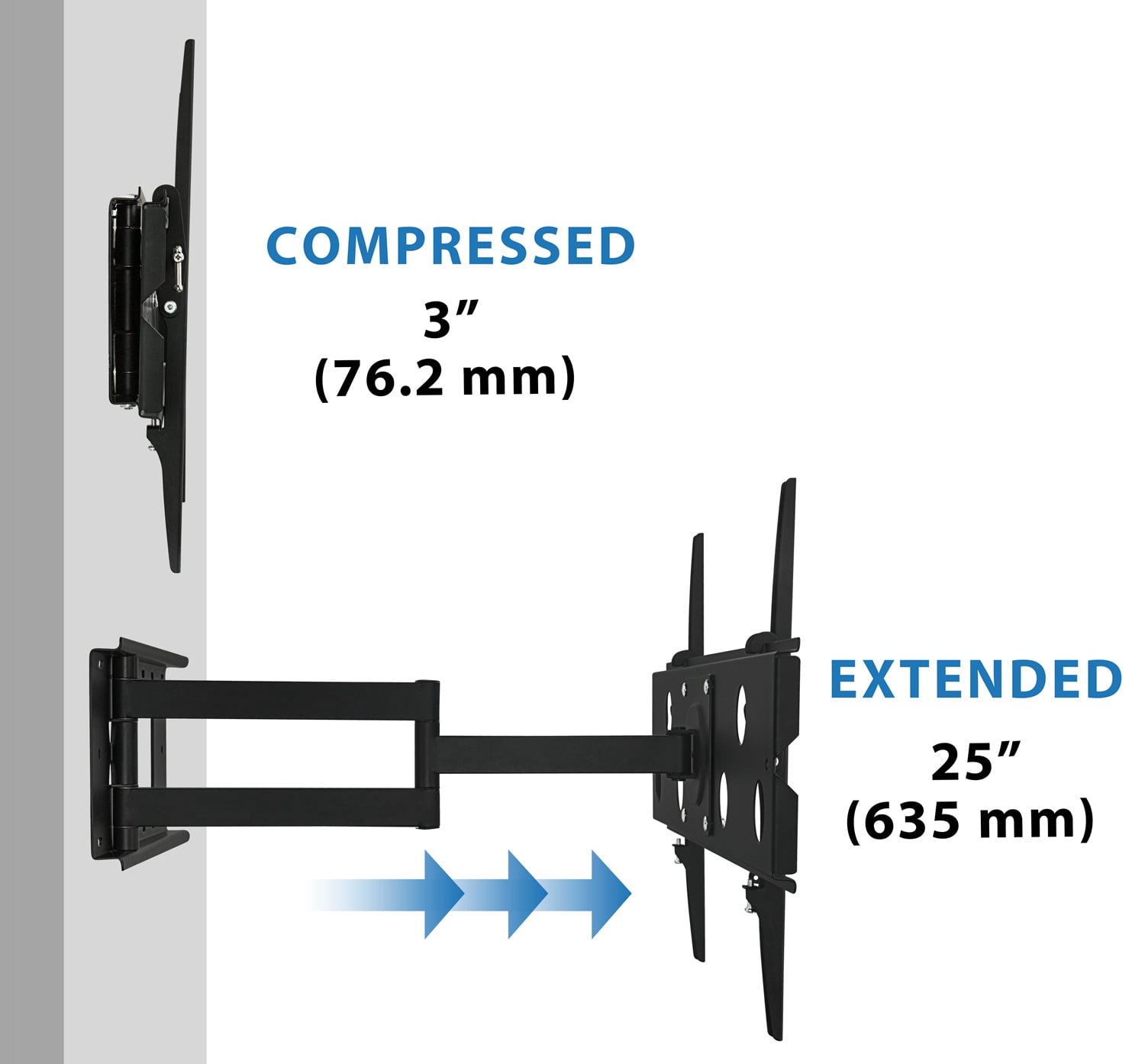 Mount-It! Full Motion TV Mount | Fits 55"-75" TVs | Long Extension Swivel Wall Bracket