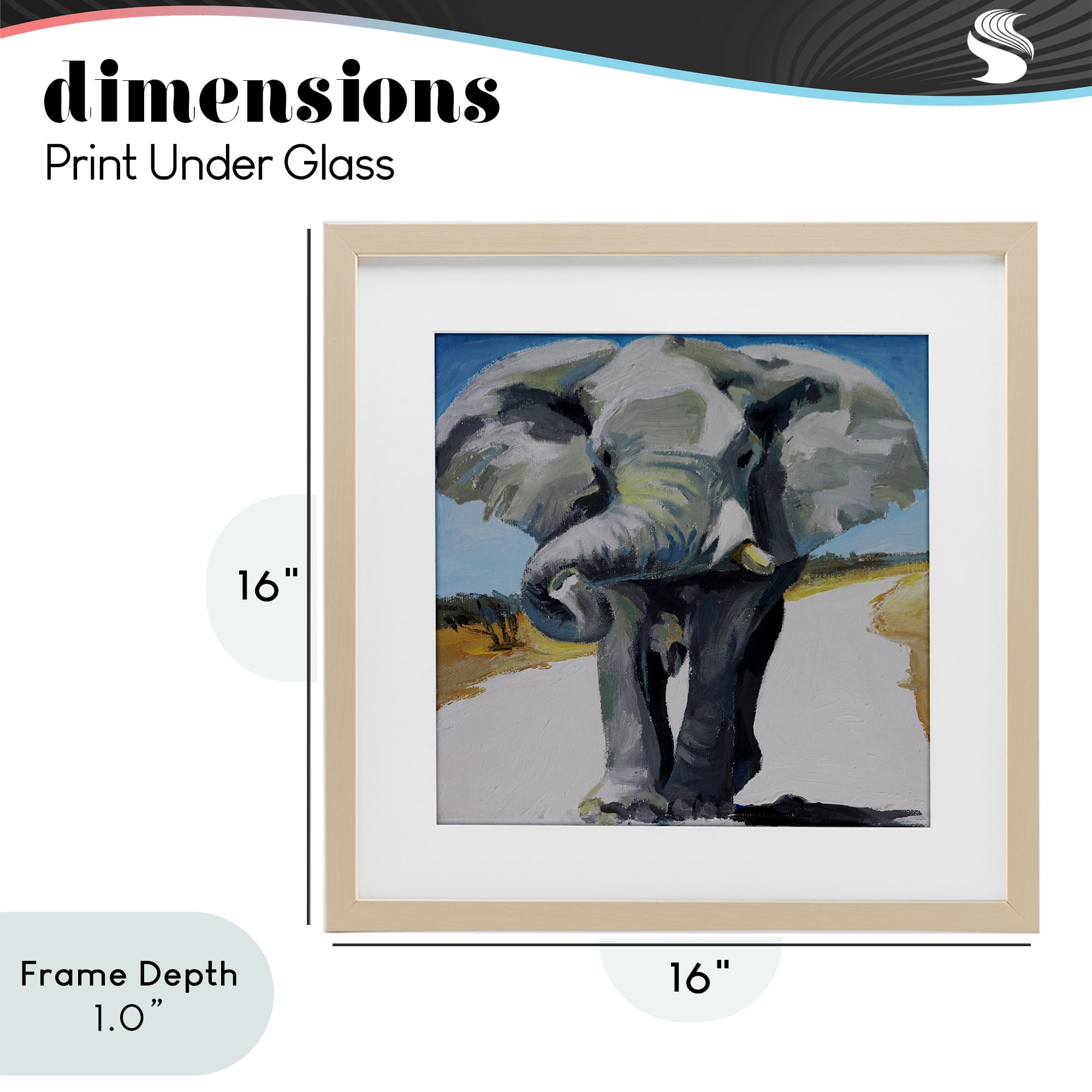 Stupell Industries Majestic Elephant on Path Birch Framed Print Under Glass, design by Violeta Vollmer