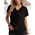 thumbnail image 3 of Camiseta con cuello vuelto, camiseta informal de manga corta para mujer, cómoda camiseta de manga corta, camiseta de manga corta de moda probada y confiable, 3 of 6