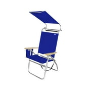Copa Big Tycoon Folding Aluminum Beach Lounge Chair with Canopy, Blue