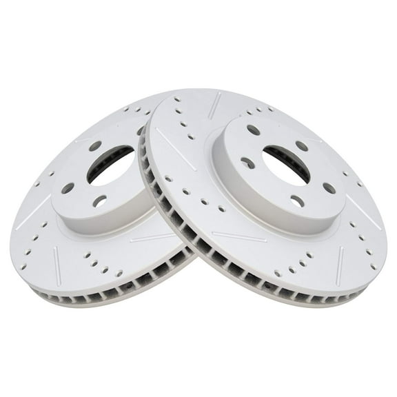 TRQ Front Performance Brake Rotors Set Premium G-Coated Cross Drilled & Slotted Fits Select 2003-2008 Pontiac Vibe 2005-2010 Scion tC 2000-2005 Toyota Celica Corolla Matrix