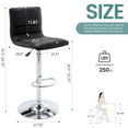 thumbnail image 4 of Bar Stools Set of 2, 360° Swivel Modern Square Bar Stool with Back, PU Leather Adjustable Height BarStools for Kitchen Dining Cafe, Black, 4 of 10