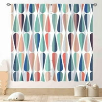 Mid-Century Curtains, Modern Abstract Geometric Vintage Retro 1950s 1960s Geo Pattern Art Pastel Window Drapery Treatments for Bedroom Living Room Kitchen Bathroom 2 Panels, 84"x63" Inch