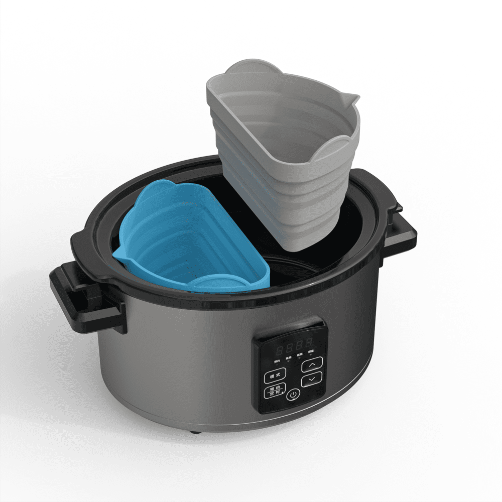 Rocyis silicone crock pot liner-crockpot divider insert fit 6-8 quarts,  reusable slow cooker silicone liner, foldable&dishwasher saf