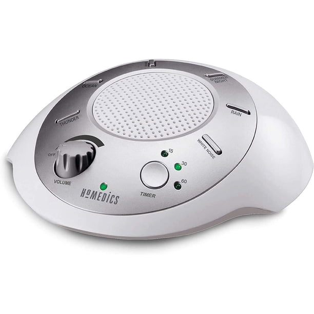Máquina Sonido Ruido Blanco HoMedics Portátil Terapia de Sueño 6 Sonidos Hogar Oficina Bebé Viajes Plateado Homedics SS-2000G-AMZ