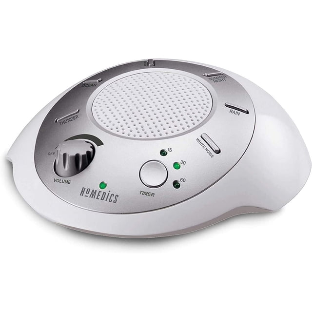 Máquina Sonido Ruido Blanco HoMedics Portátil Terapia de Sueño 6 Sonidos Hogar Oficina Bebé Viajes Plateado Homedics SS-2000G-AMZ
