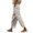 Beige, variant on Women's Striped Print Elastic Waist Cropped Pants with Side Pockets, Loose Fit Casual Straight Leg Trousers for Everyday Wear, Comfortable Lounge, and Outdoor Activities Grey S