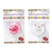 RING LIGHT-UP EASTER BUNNY 1.75 IN 2ASST COLORS EAST BLSTR CARD, Case Pack of 24