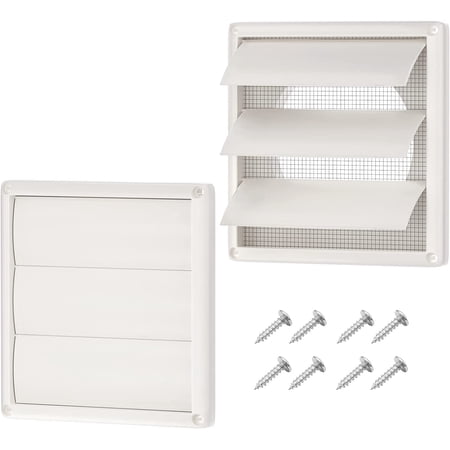 6 Inch Dryer Vent Covers, 2-Pack Outdoor Vent Covers with 8 Screws, Wall-mounted  Plastic Louvered Vent with Mesh Screen for Dryer White (6 Inch, 2 Pcs) |  Walmart Canada
