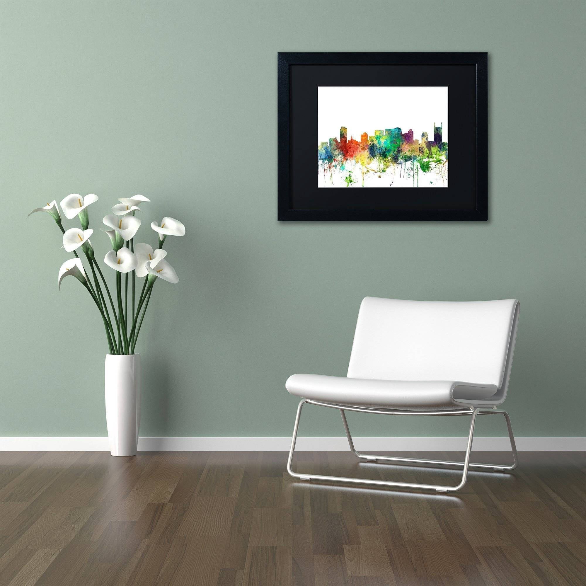 Trademark Fine Art "Nashville Tennessee Skyline SP" Canvas Art by Marlene Watson, Black Matte, Black Frame