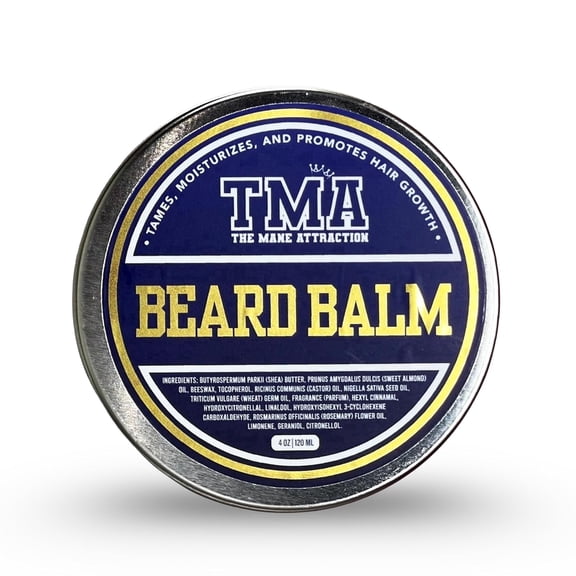The Mane Attraction Beard Growth Beard Balm with Shea Butter & Beeswax, Castor & Rosemary Oils, 2 oz