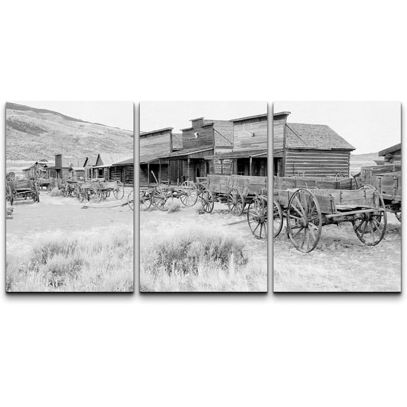 wall26 Canvas Print Wall Art Set Wild West Texas Ghost Town Nature Wilderness Photography Realism Rustic Scenic Relax/Calm Multicolor for Living Room, Bedroom, Office - 24"x36"x3 PanelsPane