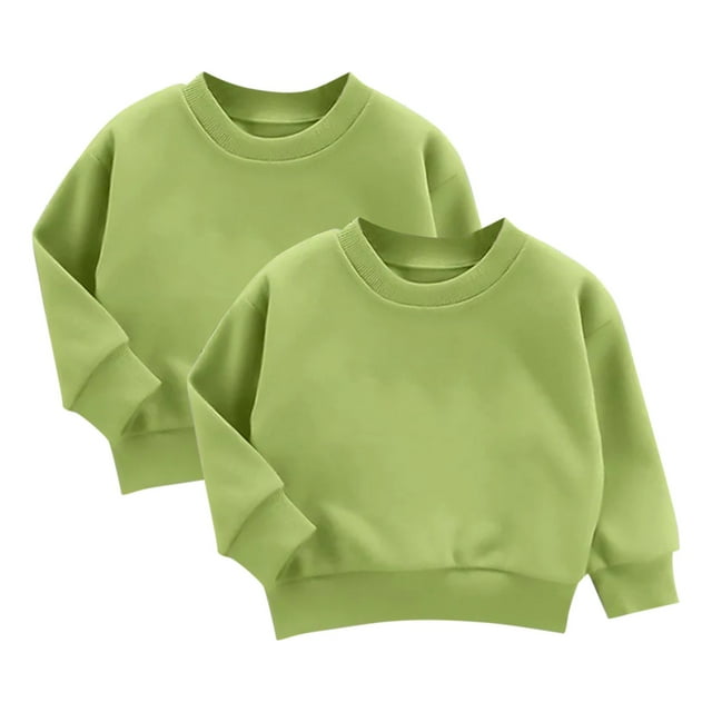 MKOSPLRT Enfants 2 Pack Chandails en Molleton à Manches Longues en Molleton chandail-Over Couleur Unie Col Rond Chandails Doux d'Automne pour Garçon Ou Fille 3-9