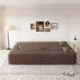 thumbnail image 3 of Modern Convertible Teddy Fabric Floor Sofa Bed, Full Size Foam-Filled Sleeper Sofa with 2 Pillows, No Assembly Required, Foldable Guest Bed for Living Room, Playroom, Apartment, 3 of 19