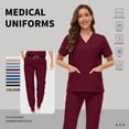 thumbnail image 2 of VIAOLI Women's Jogger Scrub Set -  Soft Stretch V-Neck Top & Elastic Waist Pants Uniform, 8 Colors, 2 of 6