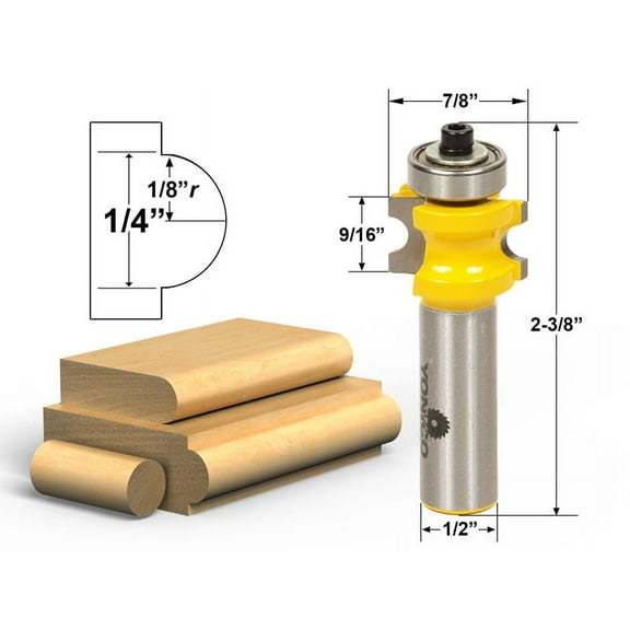 Yonico Bullnose Router Bit 1/8"r - 1/4" bead - 1/2" Shank - 13113