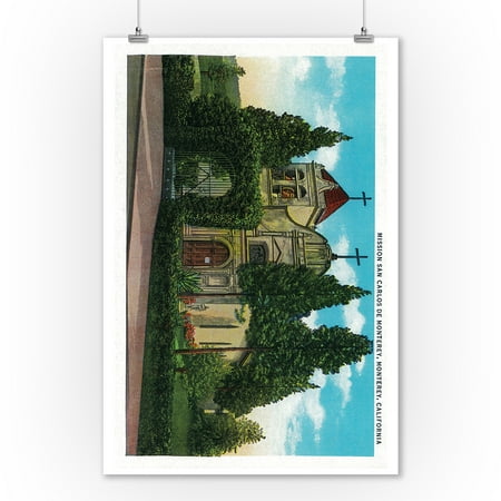 Mission San Carlos De Monterey (9x12 Art Print, Wall Decor Travel Poster) - Walmart.com