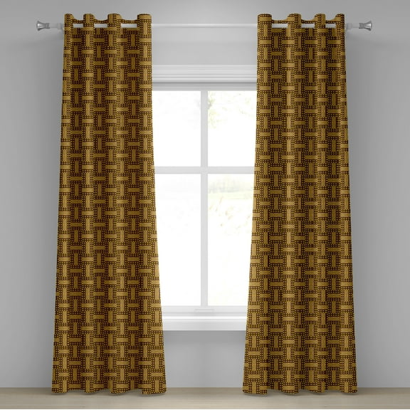 Ambesonne Kente Pattern Grommet Curtain, National Triangles, 50" x 120", Brown Earth Yellow Mauve