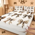 thumbnail image 4 of Erosebridal Leopard Print Bowknot Bed Sheets For Kids,Girls Cute Bows Cheetah Pattern King Sheets 4-Piece, 4 of 6