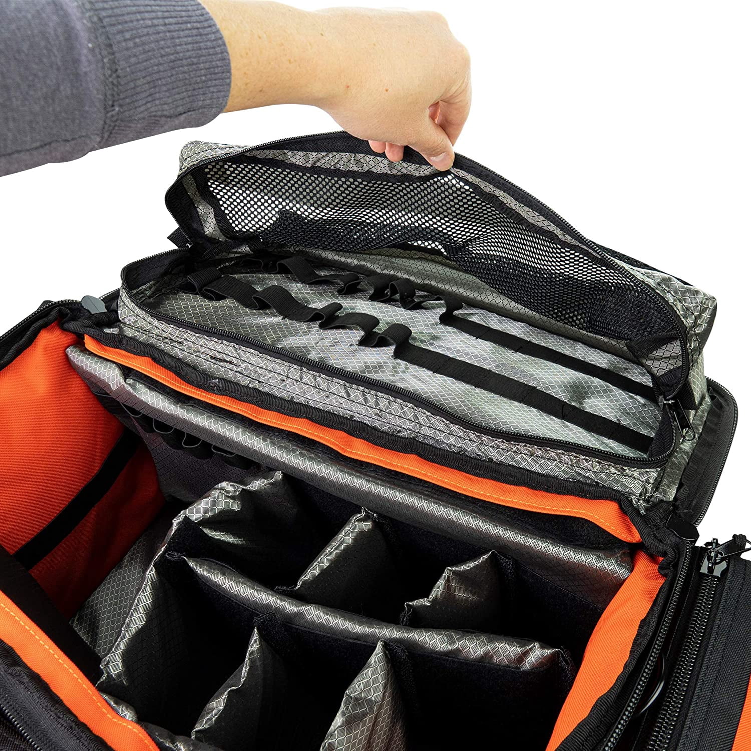 LINE2design Trauma Kit First Aid Fully Stocked EMS Supply Responder Bag - Orange