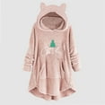 thumbnail image 2 of jsaierl Womens Plush Hoodies Top Long Sleeve Cat Ear Sweater Plush Buttons Christmas Printed Fall Tops Dressy Casual Top Outwear Coat for Women, 2 of 5