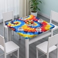 thumbnail image 3 of Colorful Tie Dye Spiral Pattern Square Fitted Tablecloth with Elastic Edge,Square Table Cover,Washable Elastic Table Cover for Home Kitchen Party Decor 36"x36", 3 of 6
