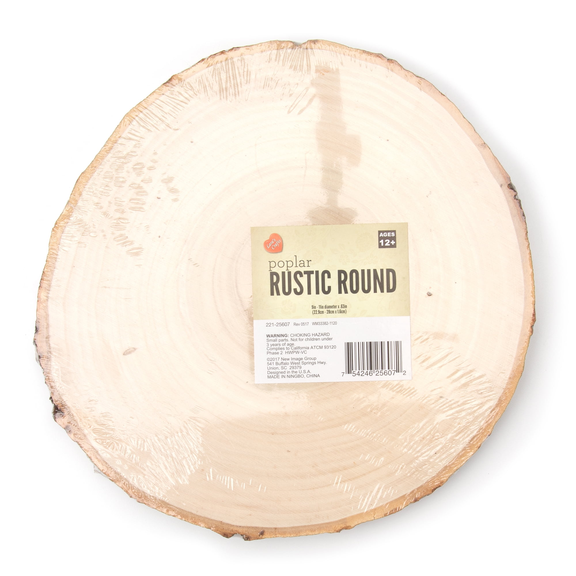 Cousin DIY 10 inch Round Rustic Poplar Wood with Bark Plaque, Size: 10 inch, Brown