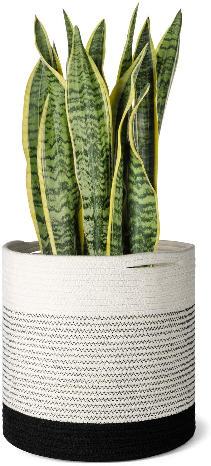 DecorX 12 Inch Cotton Rope Plant Basket Modern Floor
