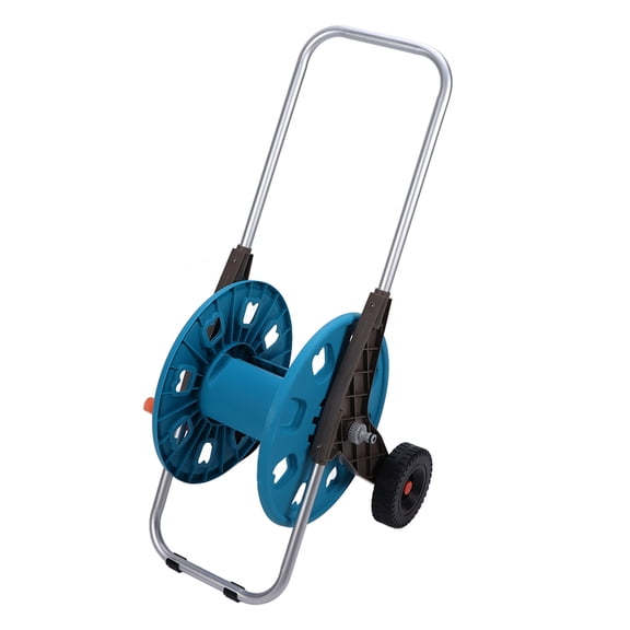 BIMZUC G1/2 Garden Hose Reel Cart with 2 Wheels, Heavy Duty Waterpipe Storage Rack Watering Trolley Holds Up to 197 ft / 60m Hose, Portable Garden Hose Organizer for Yard Lawn Pastoral