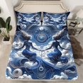 thumbnail image 2 of YST Retro Aesthetics Bed Sheets Set 4 Pieces,Mysterious Blue Girl Sheet Set,White Cloud Pattern Sheets with 2 Pillowcases,Abstract Art Flat Fitted Sheet Soft Bedroom Decor,Twin Size, 2 of 5