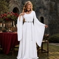 thumbnail image 4 of Halloween Medieval Costume for Women, Round Neck Batwing Sleeve Long Dress with Flowing Full Skirt, Vintage Renaissance Gown for Halloween Party, Medieval Faire and Cosplay, 4 of 6