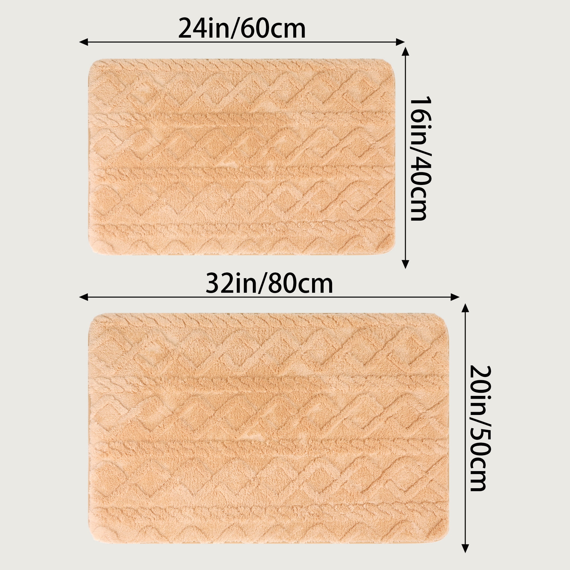 Unique Bargains Geometric Pattern Bath Mat Soft Non-Slip Bath Floor Rugs Khaki 20" x 32"