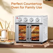 PlumChef 26QT Large capacity French Double-Door Air Fryer Convection Toaster Oven, 1700W,7 Preset Menus,7-in-1 Multi-Function for Bake, Roast, Grill, Toast, Dehydrate Defrost, Stainless Steel