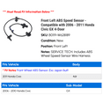 thumbnail image 2 of Front Left ABS Speed Sensor - Compatible with 2006 - 2011 Honda Civic GX 4-Door 2007 2008 2009 2010, 2 of 2