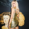 thumbnail image 3 of YCNYCHCHY Sexy One Shoulder Golden vestidos de fiesta Women V-Neck Irregular Slim Party Dresses Y2k Mini Dress, 3 of 6