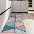 thumbnail image 4 of Pink and Blue Triangular Floral Boho Pattern Kitchen Rug Mat,Kitchen Runner Rugs Non Skid Washable,Decorative Kitchen Floor Mats for Kitchen,Sink,Laundry,17"X47", 4 of 5