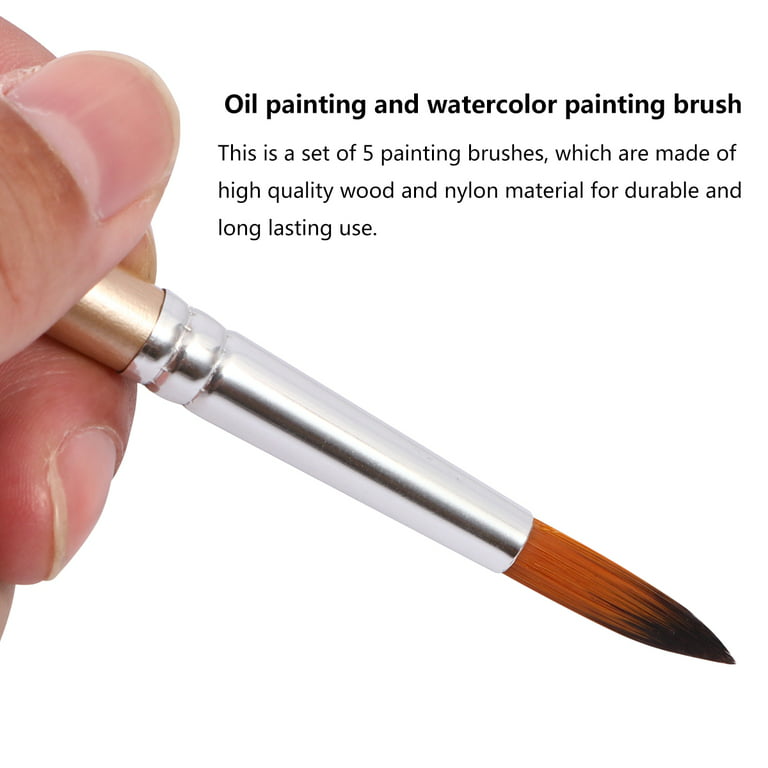 5pcs Professional Paint Brushes Set Rose Gold Wooden Handle