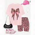 thumbnail image 6 of Yuncity Girls Summer Outfits 2 Piece Short Sleeve Top Elastic Waistband Shorts Casual Playwear Soft Comfortable Daily Wear Toddler Kids Sets Size 9-10 Years Pink, 6 of 6