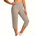 thumbnail image 6 of LEAVINGSUO Capris Pants for Women With Elastic Waist Women's Casual High-Waisted Pocket Cropped Pants Beige XXL, 6 of 8