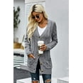 thumbnail image 2 of Women's Cable Knit Long Sleeve Sweater Button Open Front Cardigan Loose Outerwear with Pocket, 2 of 8