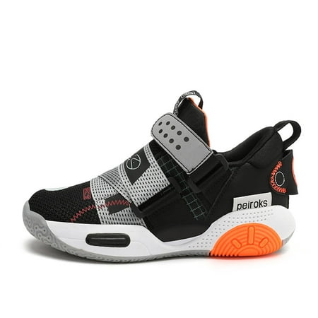 

sports shoes for kids Breathable lightweight durablStreet Fashion hook and loop lace up Mesh upper Boys girls non-slip Rubber sole confortable Pro skin lining outdoors Basketball shoes