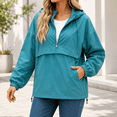 thumbnail image 2 of Dpjklzsn Women's Waterproof Half Zip Hooded Pullover Jacket, Lightweight Anorak with Pockets for Hiking Travel, 2 of 8