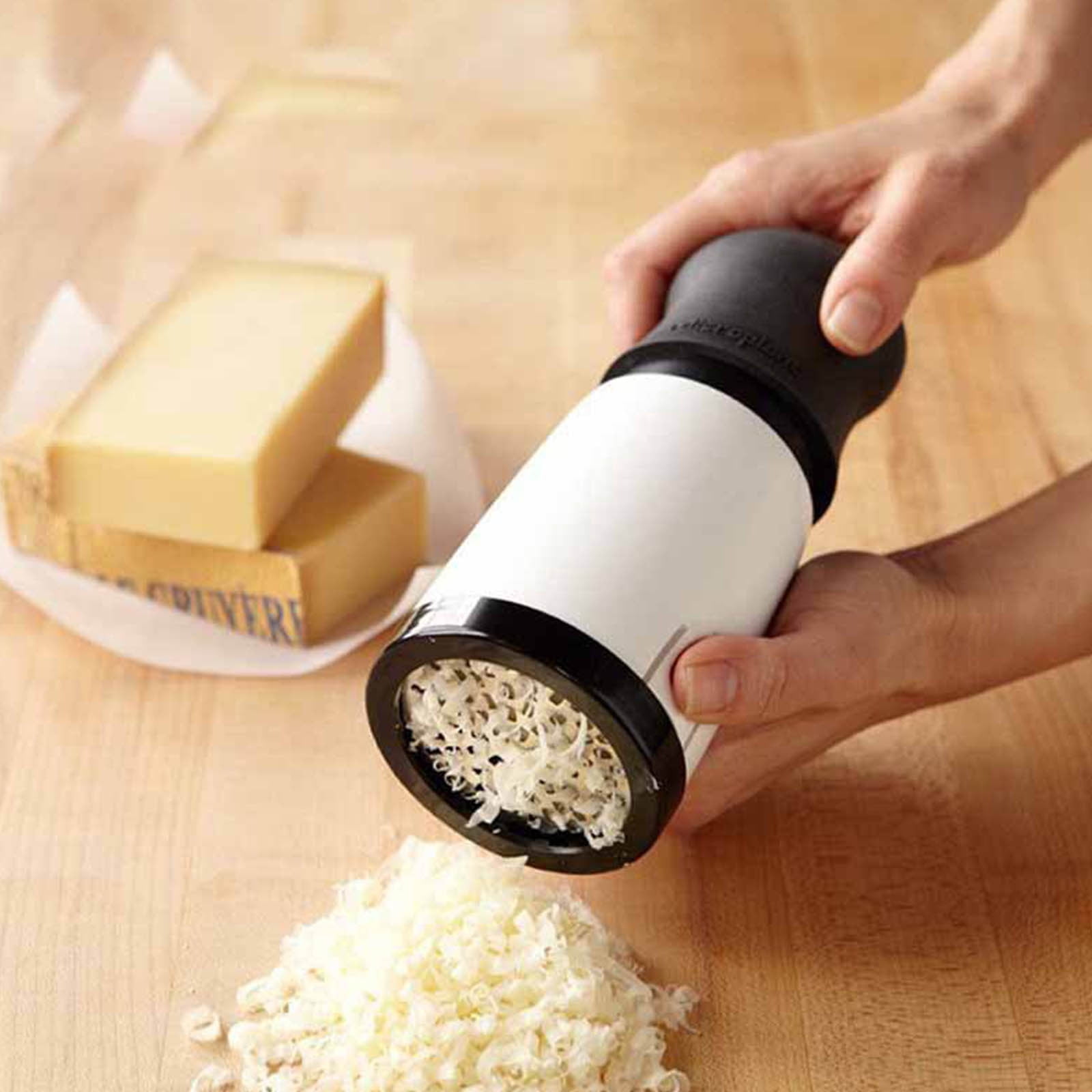Kitchen Esthete Rotary Cheese Grater - Handheld Rotating Cheese