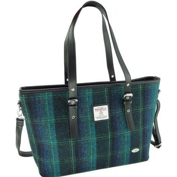 Harris Tweed 'Spey' Tote Bag in Blue with Turquoise Overcheck by Glen Appin of Scotland