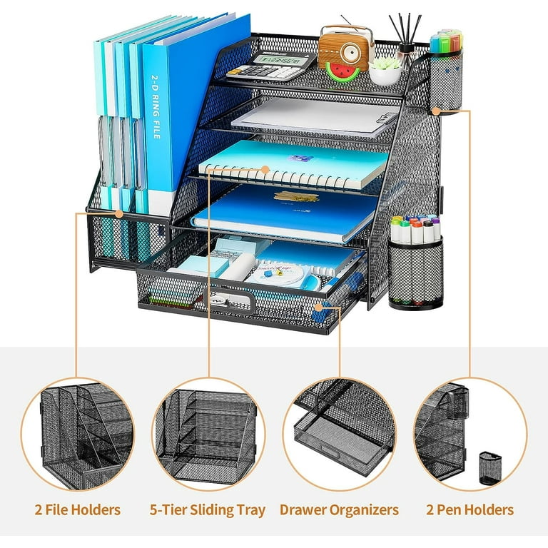 Modern 2-Tier Green & Transparent Desk Organizer Storage Rack Acrylic Adjustable Shelf