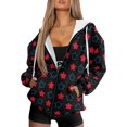 thumbnail image 4 of SCRAWLGOD Stars Women's Zip Up Hoodies Graphic Sweatshirts for Women Oversized Long Sleeve Women Clothing Trendy Comfortable Activewear Women Jacket Size XS for Biking, 4 of 7