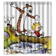 thumbnail image 1 of TOUXIHAA Rideau de Douche Calvin et Hobbes Ensemble de Rideaux de Salle de Bain avec Crochets Taille 66x72 Pouces, 1 of 5