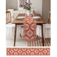 thumbnail image 6 of Burnt Orange Boho Burlap Cotton Table Runner 13x36 Inches Short, Ethnic Geometric Southwest Farmhouse Table Runners, Outdoor Dining Tablecloths Decor for Baby Shower/Party/Wedding, 6 of 6